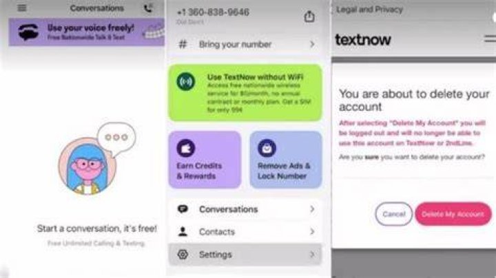 How to delete textnow account