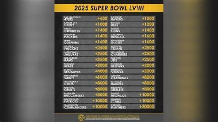 NFL Teams Odds To Win Super Bowl 2024