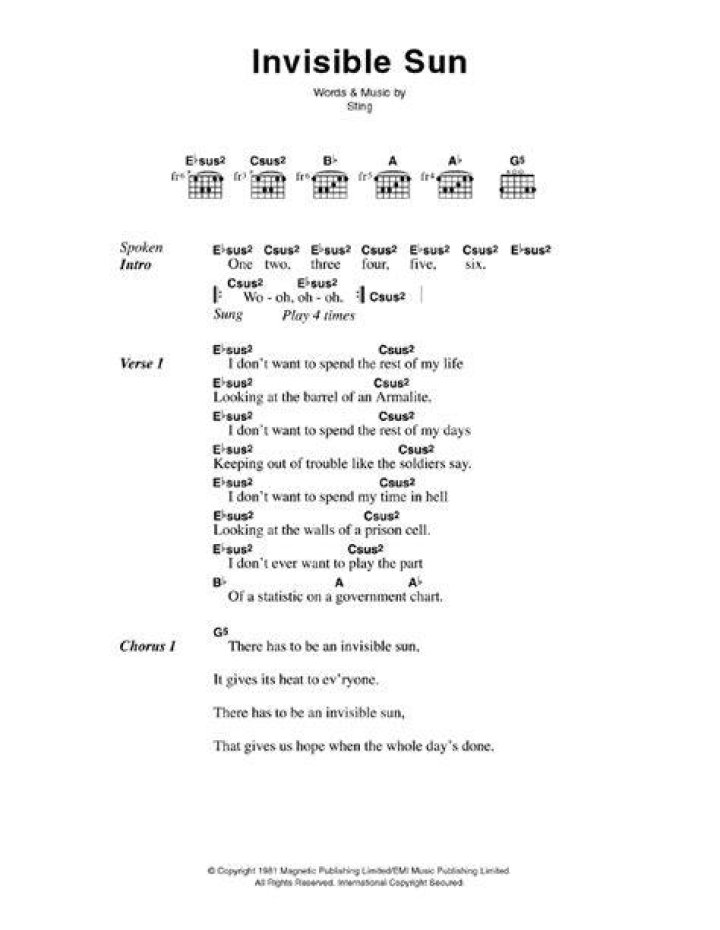 The Police’s
Invisible Sun Lyrics